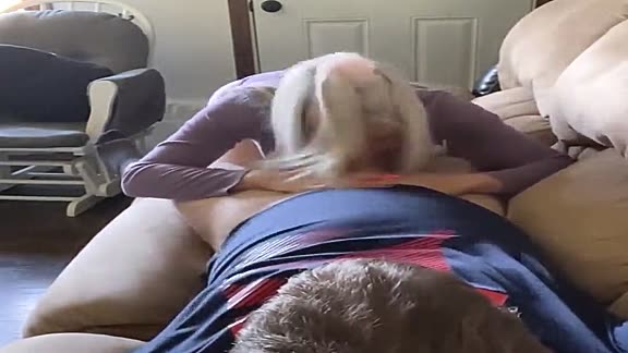 Hot blonde girl swallows my cum 💦